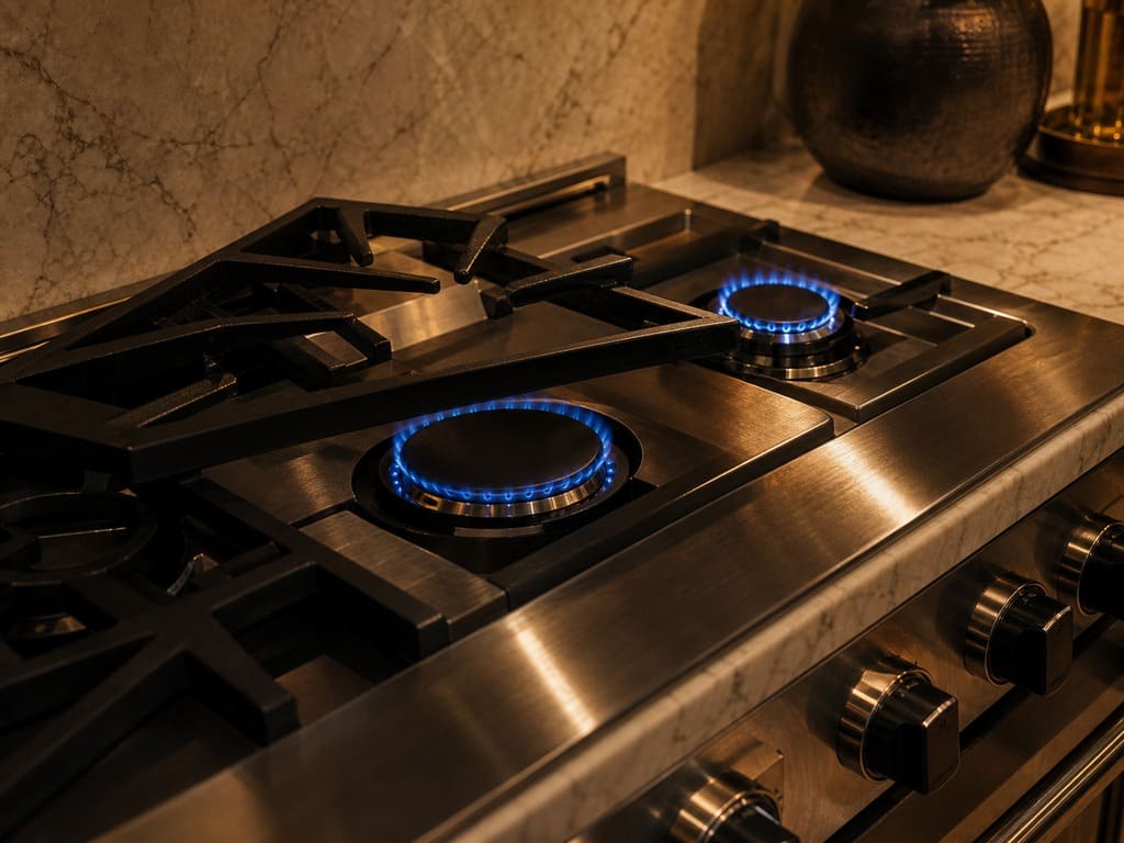Viking professional gas cooktop in a Morgan Hill kitchen